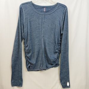 FP Movement Right On Run Workout Top Women's Size XL Blue Ruched Sides